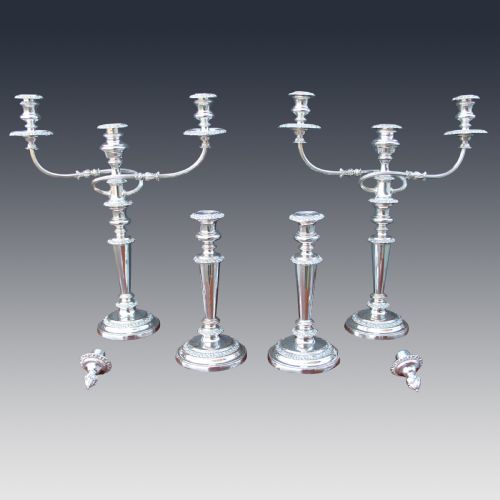 19TH CENTURY SHEFFIELD PLATE CANDELABRA SET C 1850 - ADDITIONAL PHOTO 3