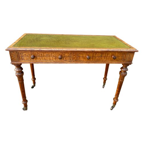 HUNGARIAN ASH 19TH CENTURY FREE STANDING WRITING TABLE IN THE MANNER OF HOLLAND SONS - ADDITIONAL PHOTO 3
