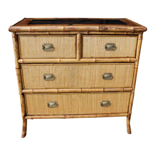 19th century aesthetic movement bamboo lacquer chest of drawers - CATEGORY: ANTIQUE CHEST OF DRAWERS - DATED 19TH CENTURY