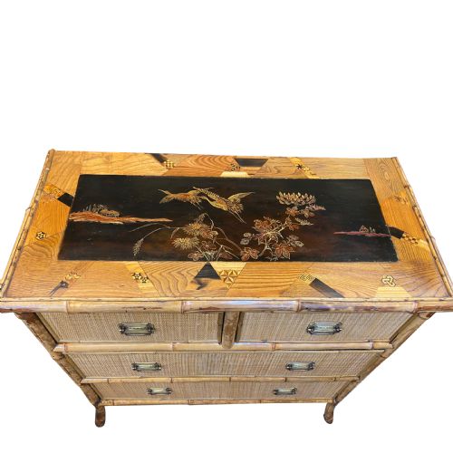 19TH CENTURY AESTHETIC MOVEMENT BAMBOO LACQUER CHEST OF DRAWERS - ADDITIONAL PHOTO 4
