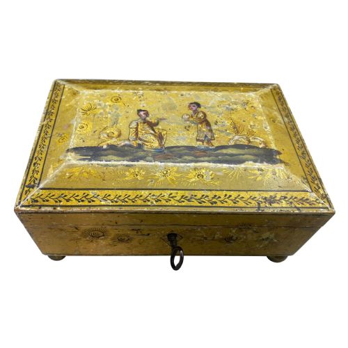 GEORGIAN CHINOISERIE YELLOW LACQUER BOX - ADDITIONAL PHOTO 1