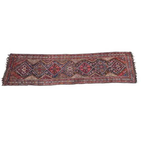 ANTIQUE SHIRAZ PERSIAN LONG RUNNER RUG C1900 - ADDITIONAL PHOTO 2