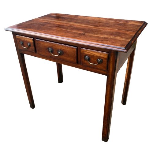RARE GEORGE II GEORGIAN THREE DRAWER SOLID PLUM WOOD SIDE TABLE LOWBOY C 1740 - ADDITIONAL PHOTO 1