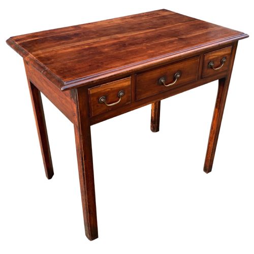 RARE GEORGE II GEORGIAN THREE DRAWER SOLID PLUM WOOD SIDE TABLE LOWBOY C 1740 - ADDITIONAL PHOTO 3