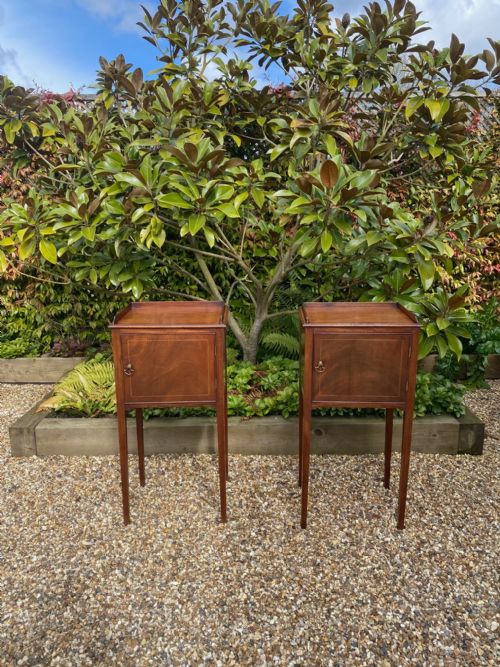 PAIR OF GEORGIAN MAHOGANY BEDSIDE CUPBOARDS C 1800 - ADDITIONAL PHOTO 4