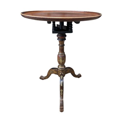 ANGLO INDIAN BEAUTIFULLY LACQUERED TRIPOD TRAY TOP TABLE C 1890 - ADDITIONAL PHOTO 3