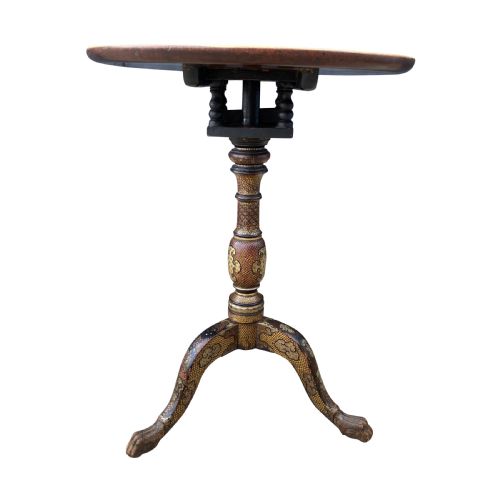ANGLO INDIAN BEAUTIFULLY LACQUERED TRIPOD TRAY TOP TABLE C 1890 - ADDITIONAL PHOTO 4