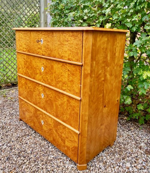 MID 19TH CENTURY SWEDISH BIRCH CHEST OF FOUR STRAIGHT DRAWERS - ADDITIONAL PHOTO 2