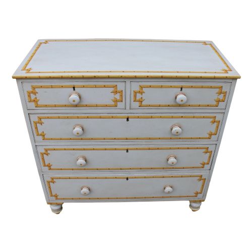 19TH CENTURY BEAUTIFULLY DECORATED FAUX BAMBOO CHEST OF DRAWERS - ADDITIONAL PHOTO 3