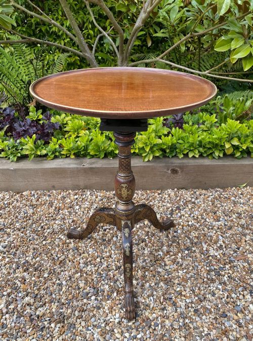 Anglo Indian Beautifully Lacquered Tripod Tray Top Table C. 1890