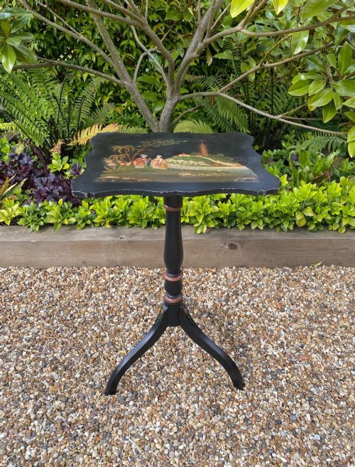 19th Century Oriental Chinoiserie Lacquered Tripod Side Table