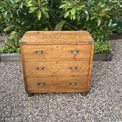 Rare Mid 19th Century Satin Birch Military Campaign Chest