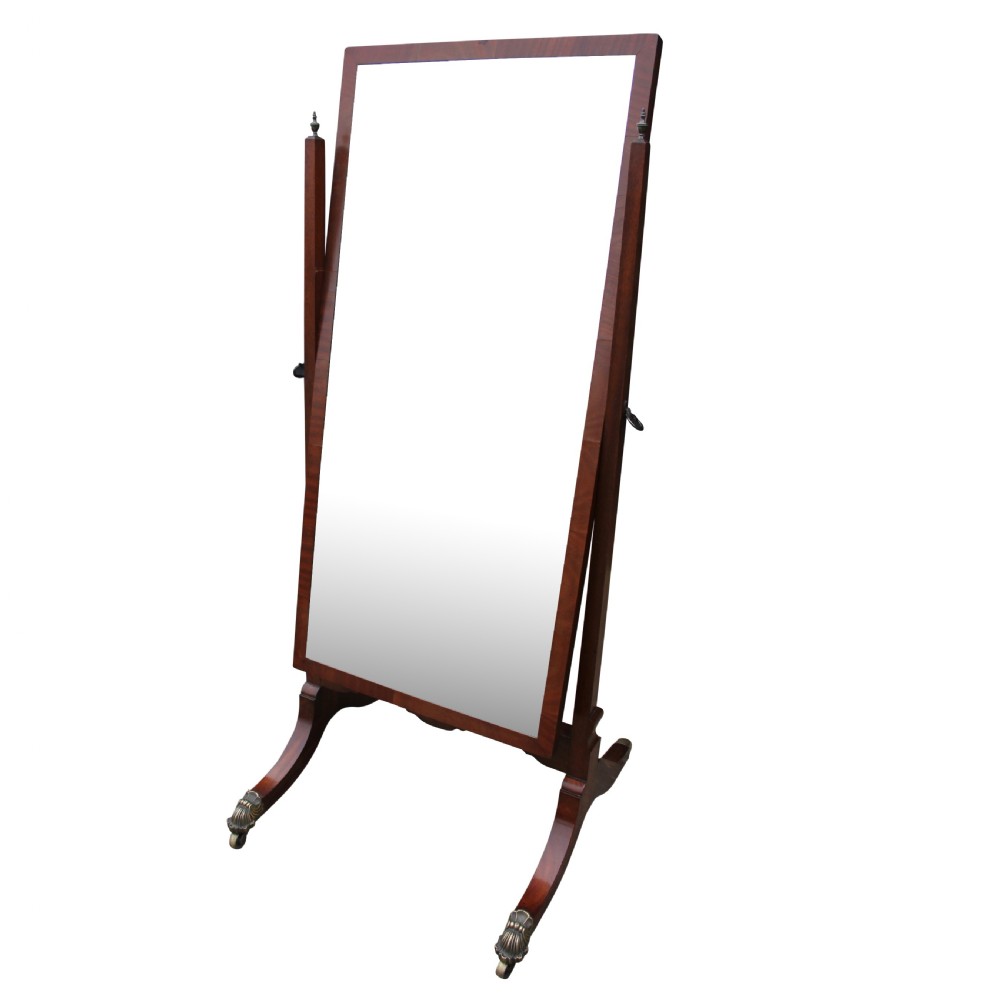 19th Century Solid Mahogany Cheval Mirror View II