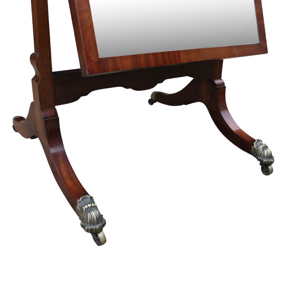 19th Century Solid Mahogany Cheval Mirror View III