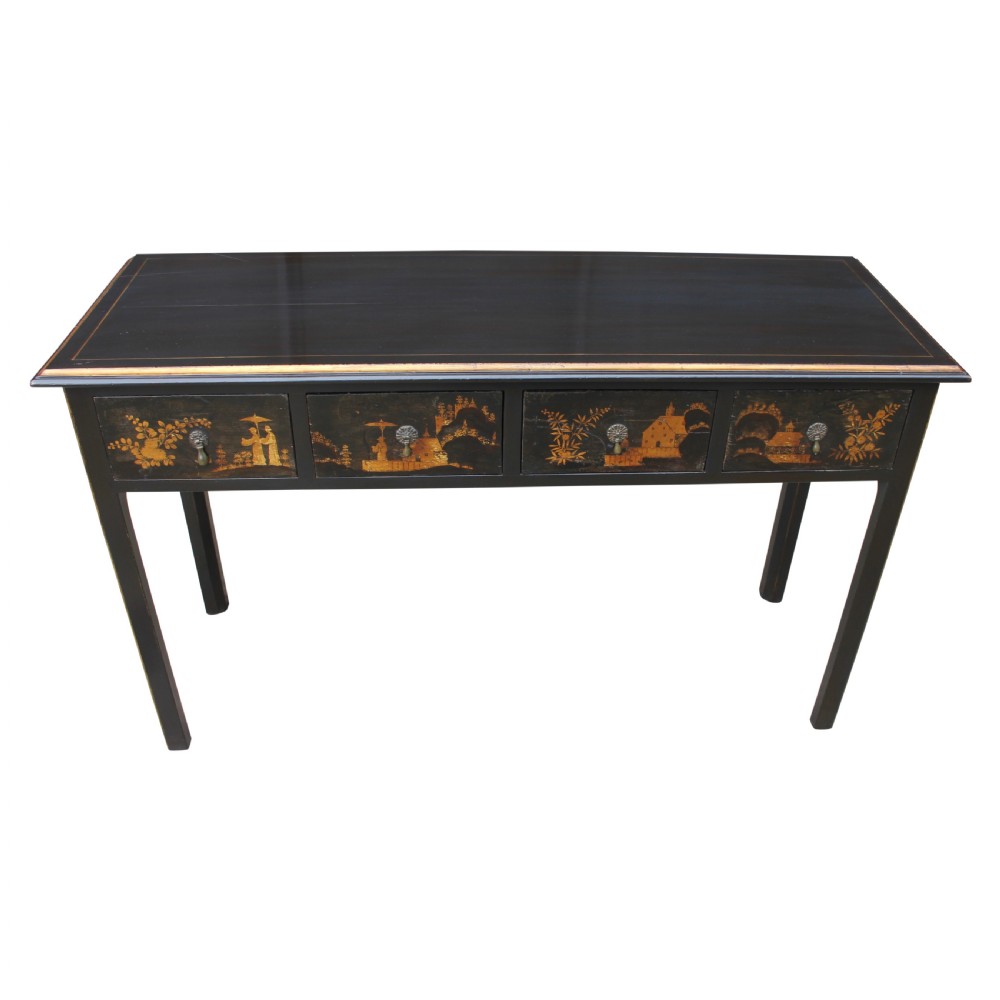 Chinoiserie Lacquer & Gilt Console Table Or Side Table Made With Late 17th Century Drawers View IV