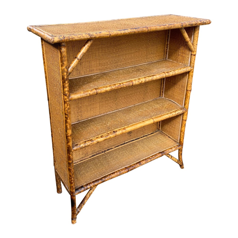 19th Century Tiger Bamboo Open Bookcase View III