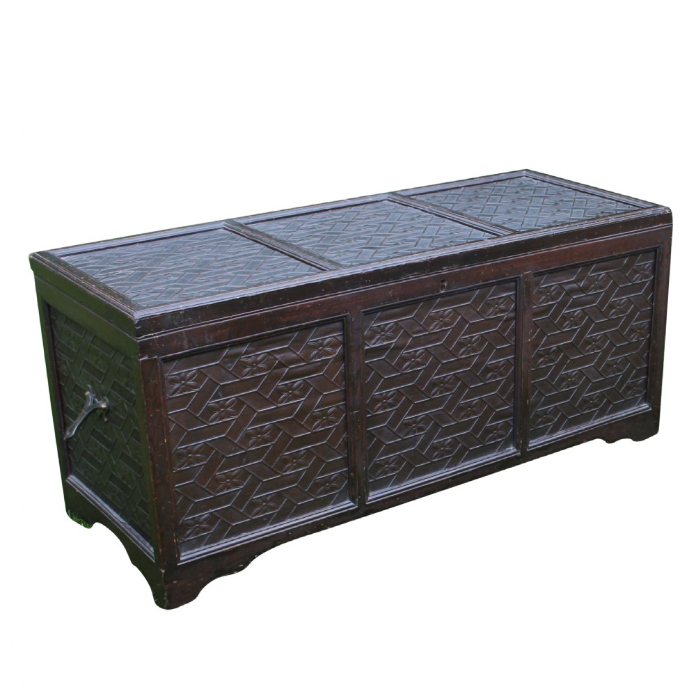 A Fine 19th Century Oriental Chinese Leather Embossed Trunk