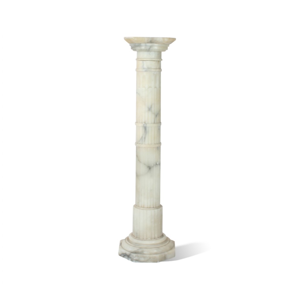 Carved Alabaster Column Torchere c. 1900