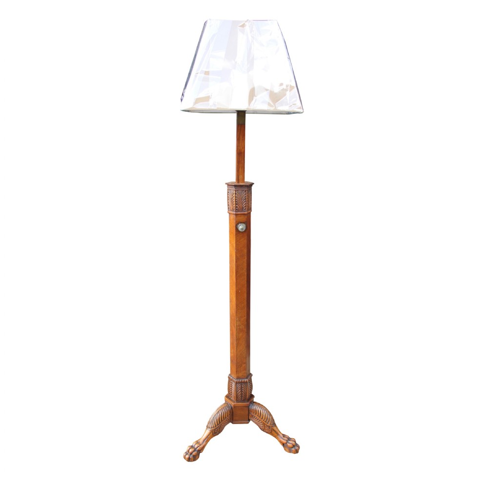 Walnut 19th Century Height Adjustable Standard Lamp