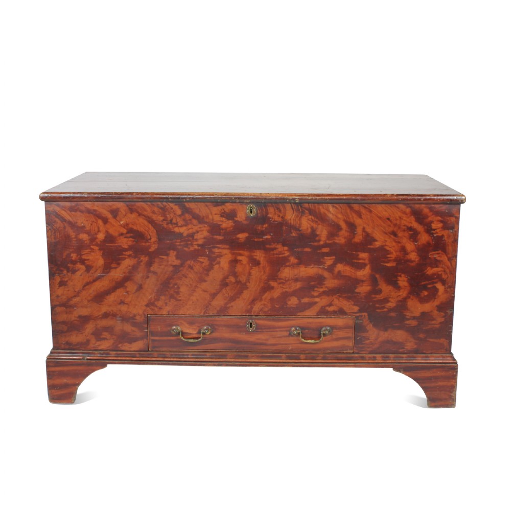 George III Hand Decorated Trunk With Original Key & Gilded Swan Neck Handles View II