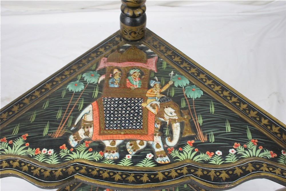 Antique Indian Lacquer Work Corner What Not c. 1900 View II