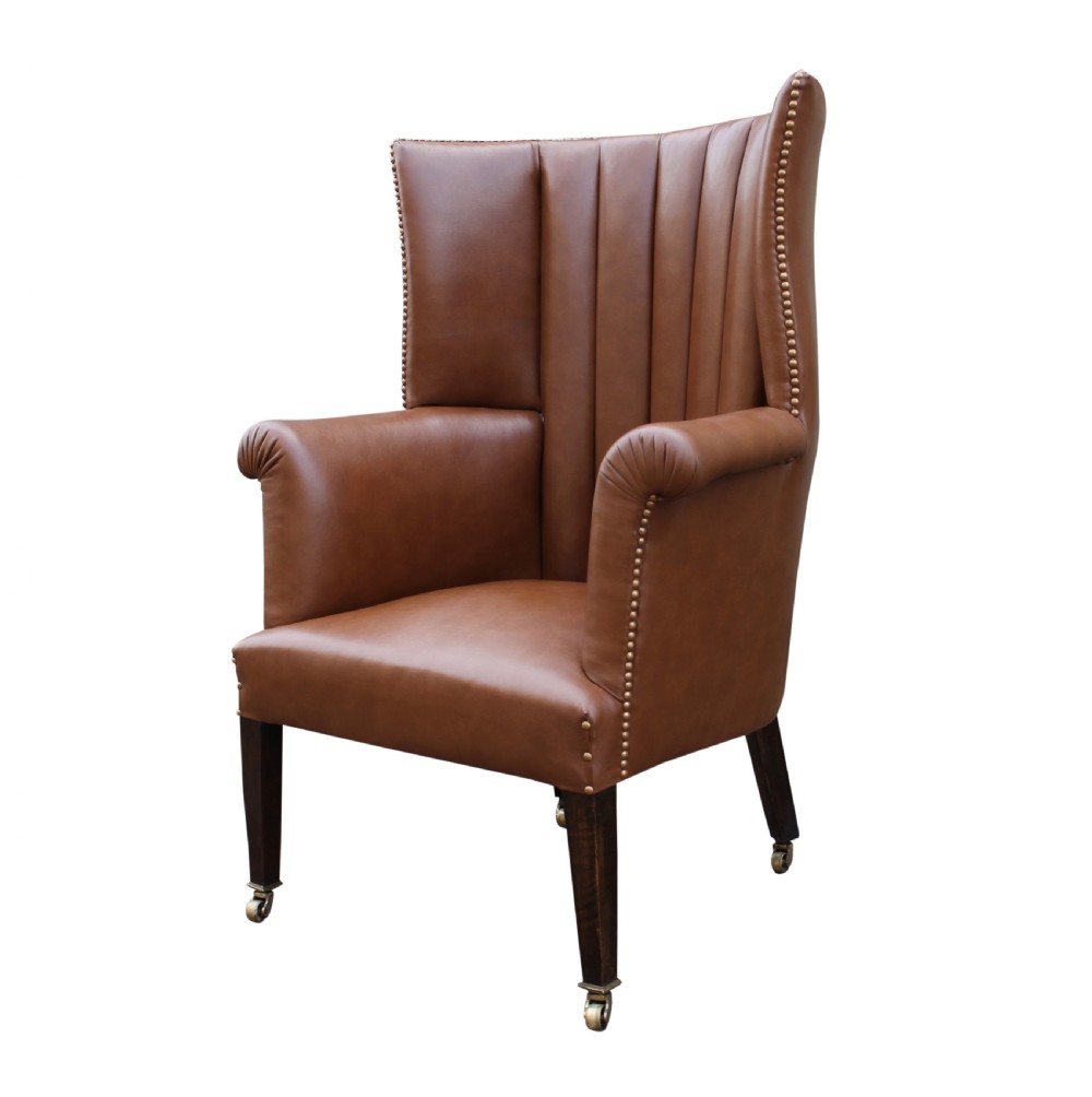 19th Century Leather Barrel Back Armchair View III