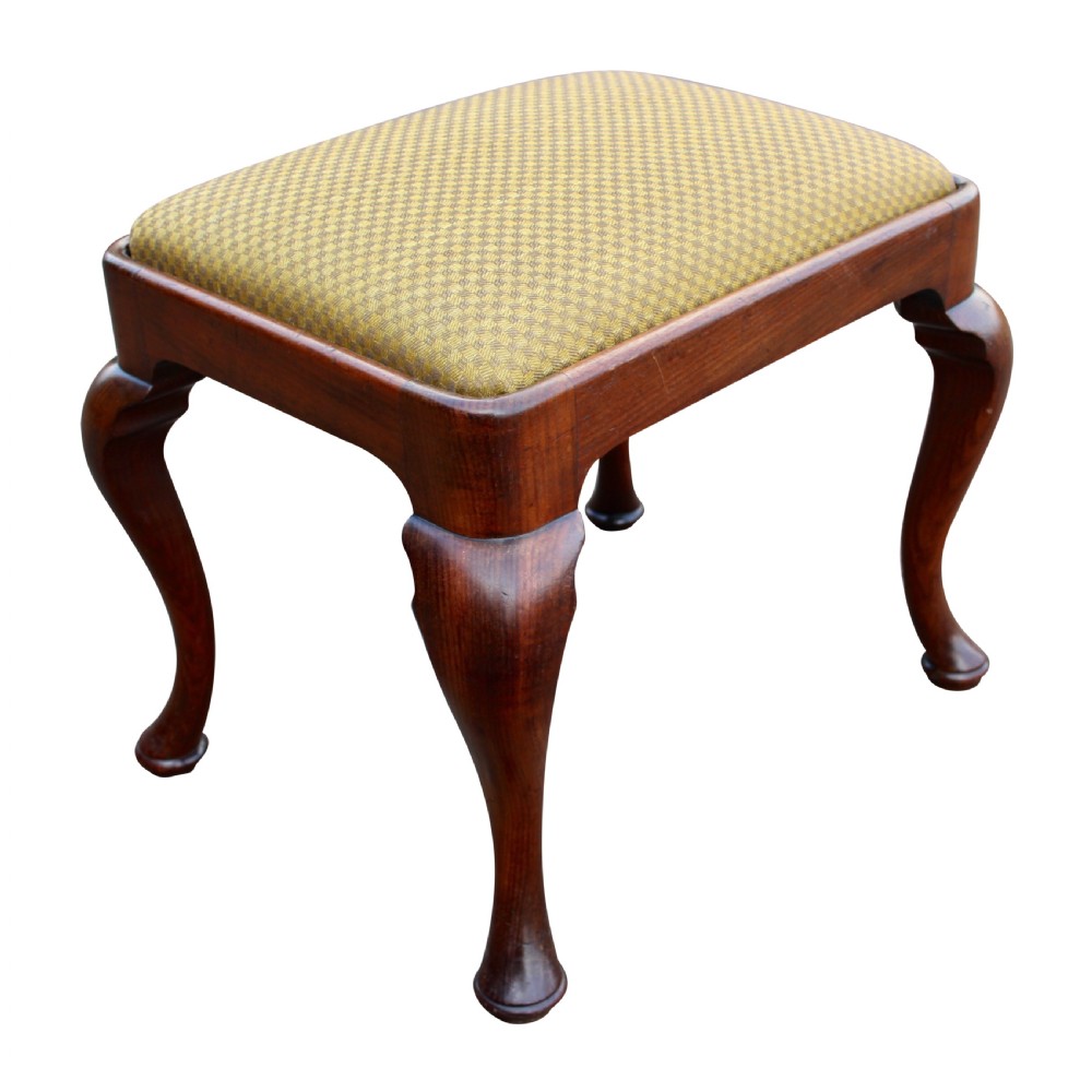 George III Solid Mahogany Cabriole Leg Stool