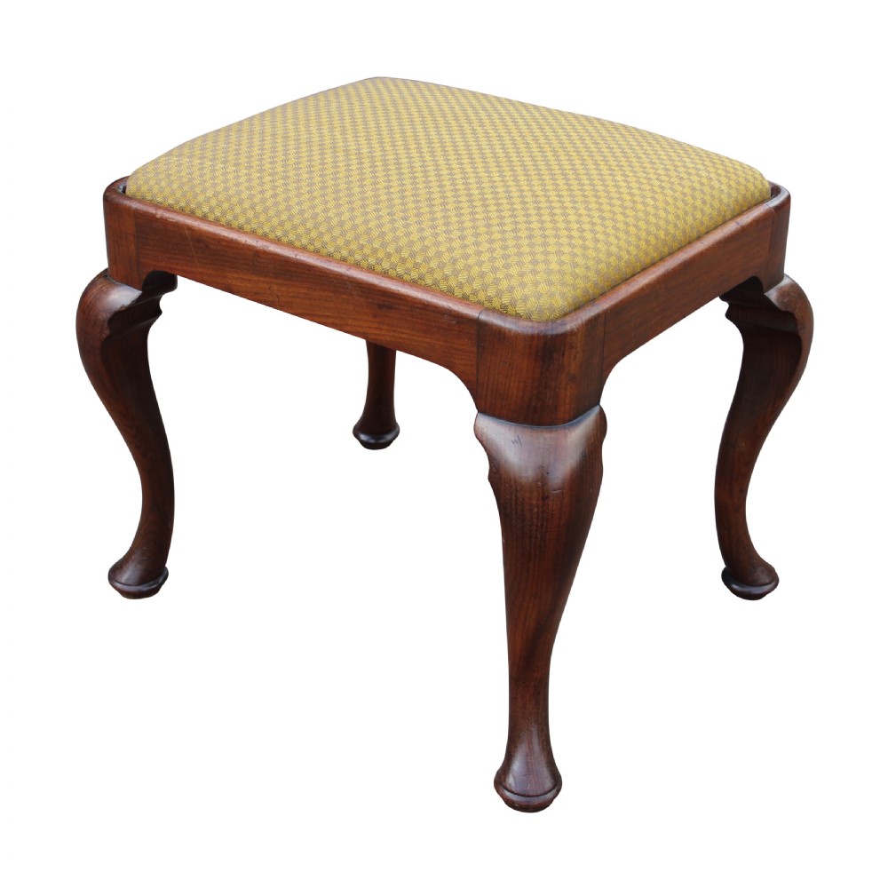 George III Solid Mahogany Cabriole Leg Stool View II