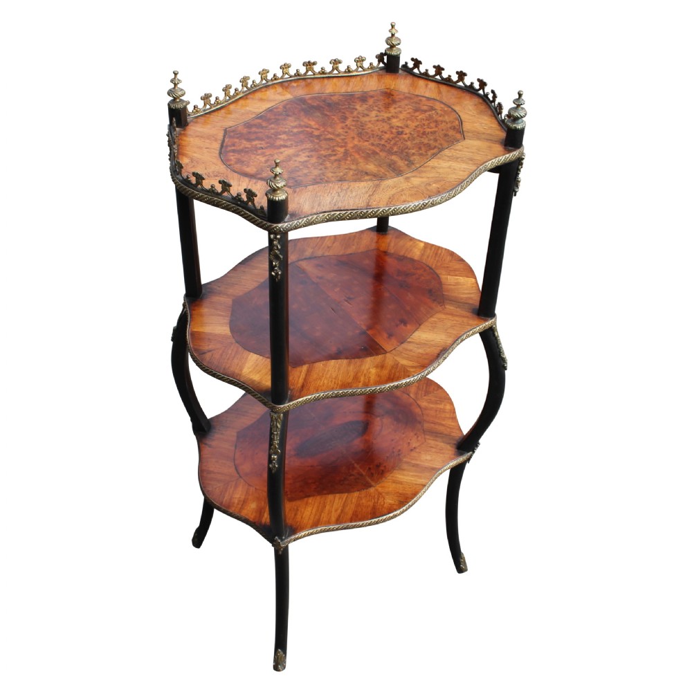 19th Century French Etagere Veneered In Exotic Timbers View II