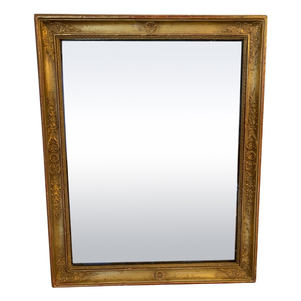 French Early 19th Century Gilt Framed Mirror With Original Glass