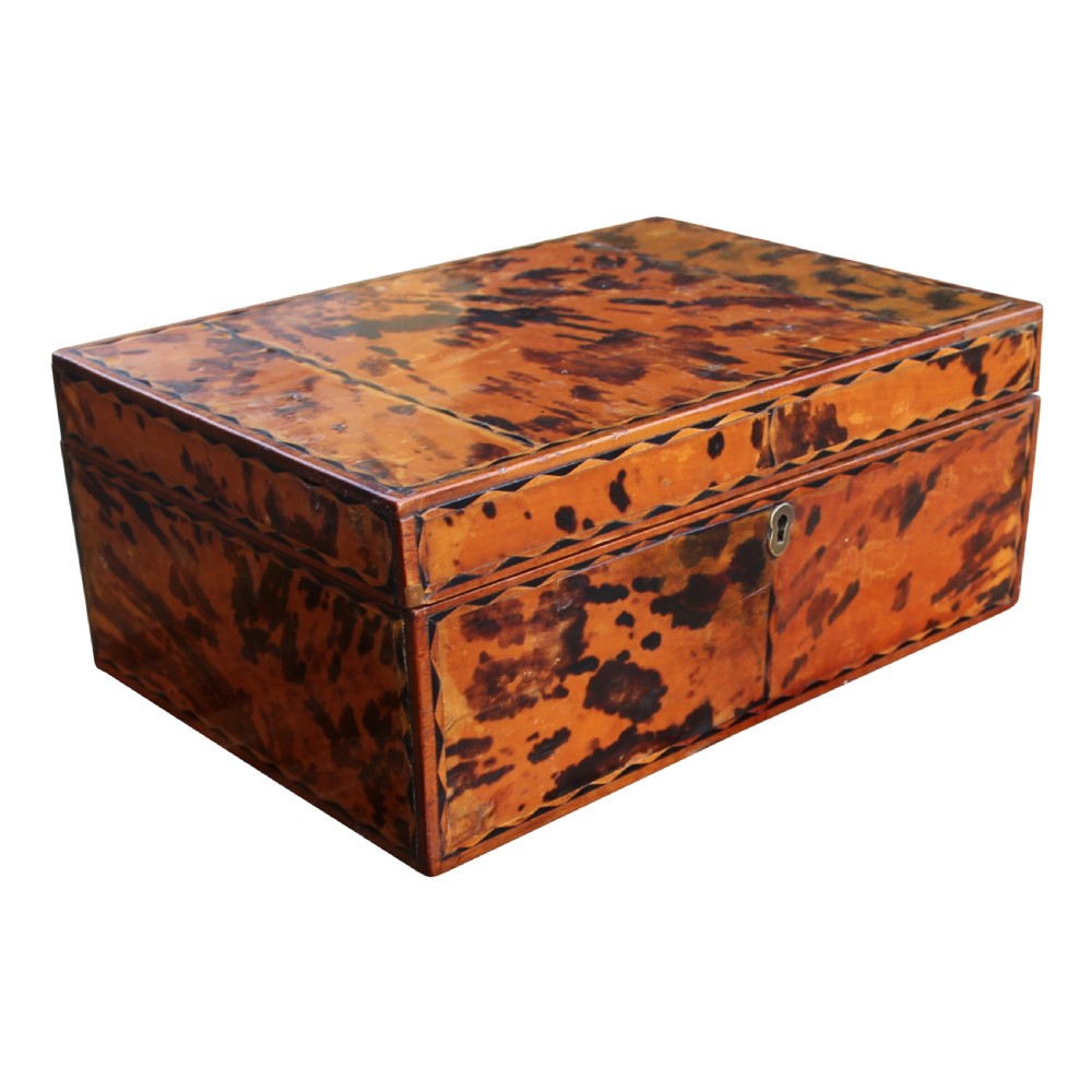 19th Century Anglo Indian Tortoiseshell Veneered On Solid Satinwood Box
