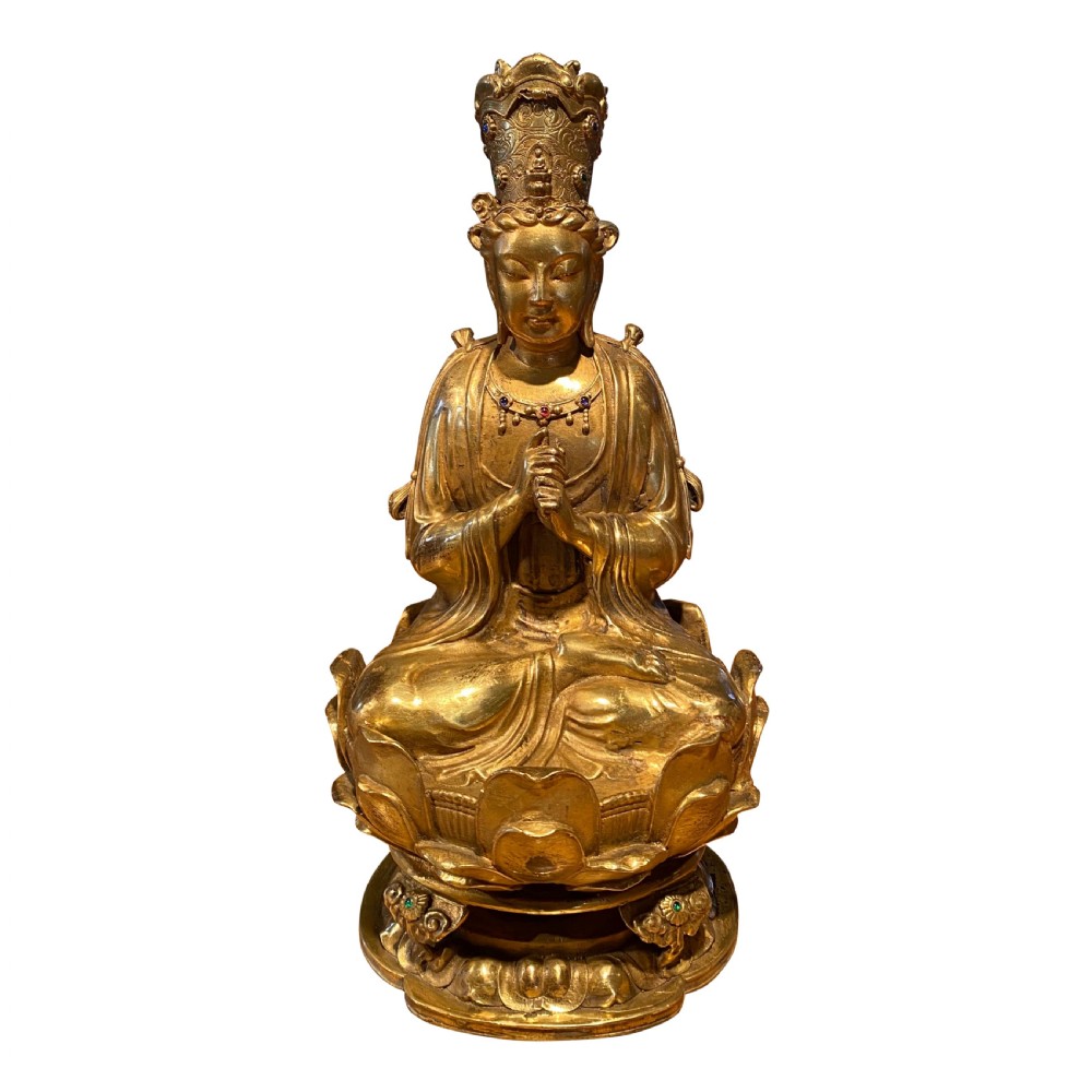 Tibetan 19th Century Gilt Bronze Buddha Deity Figure