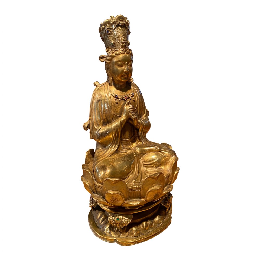 Tibetan 19th Century Gilt Bronze Buddha Deity Figure View II