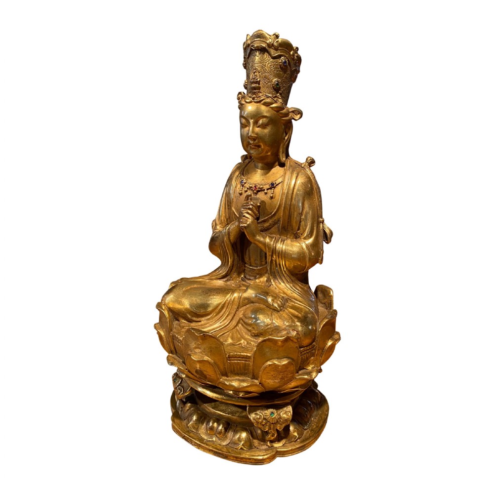 Tibetan 19th Century Gilt Bronze Buddha Deity Figure View III