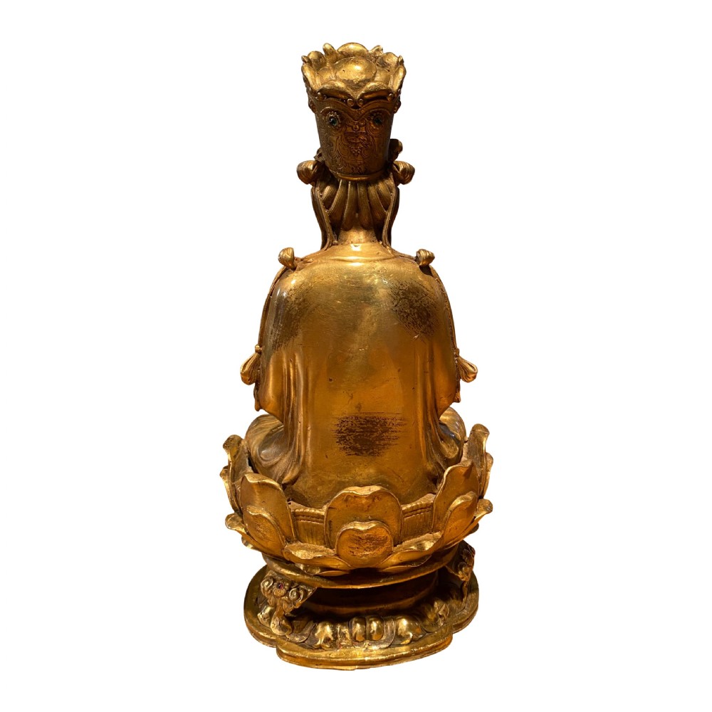 Tibetan 19th Century Gilt Bronze Buddha Deity Figure View IV