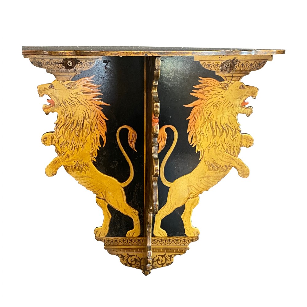 Late 19th Century Anglo Sinhalese Gold & Black Lacquer Wall Bracket Sri Lanka c. 1880