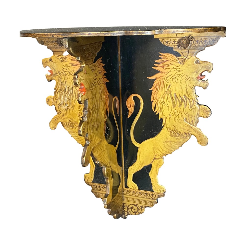 Late 19th Century Anglo Sinhalese Gold & Black Lacquer Wall Bracket Sri Lanka c. 1880 View II