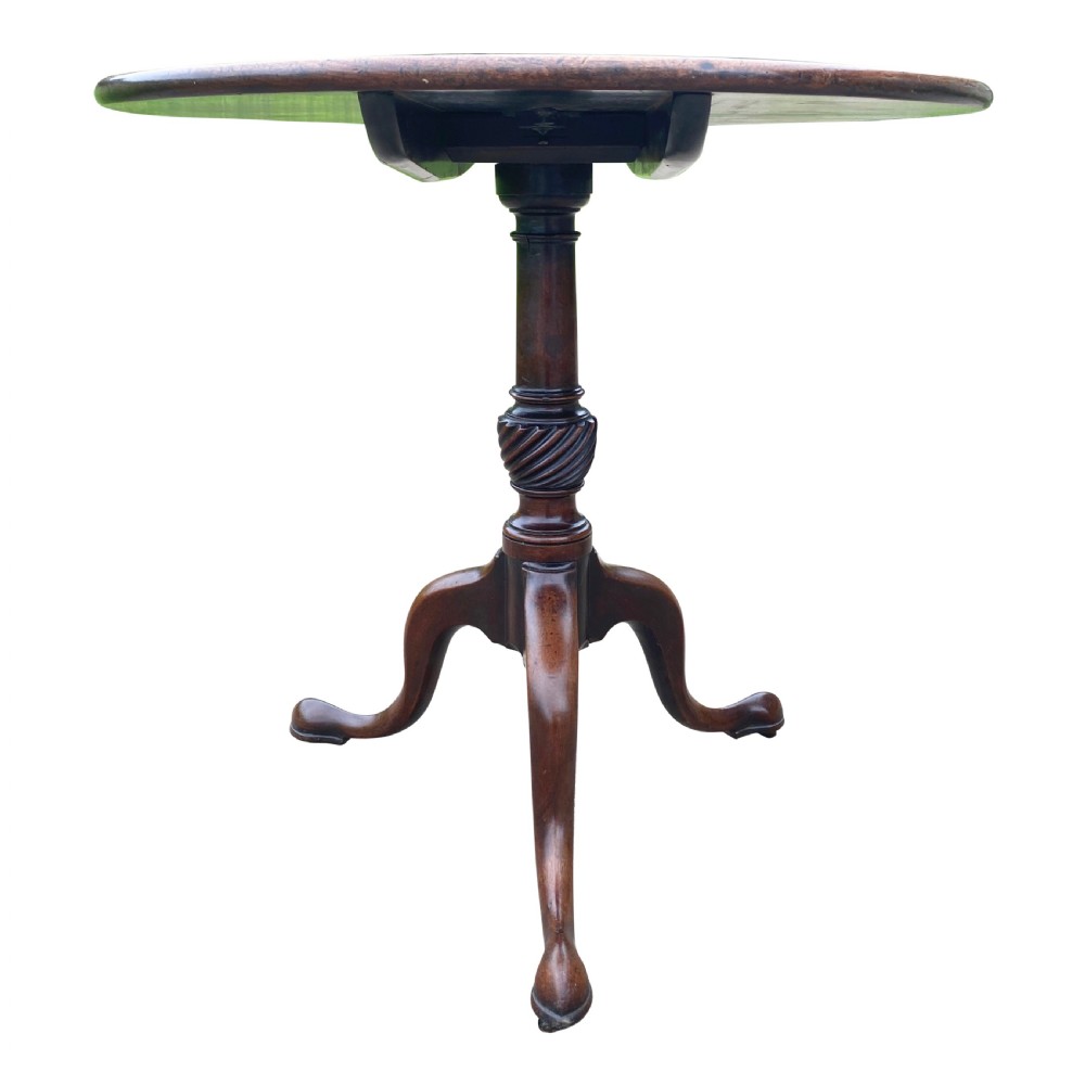 Georgian Solid Mahogany Tripod Tilt Top Circular Side Table / Supper Table View II
