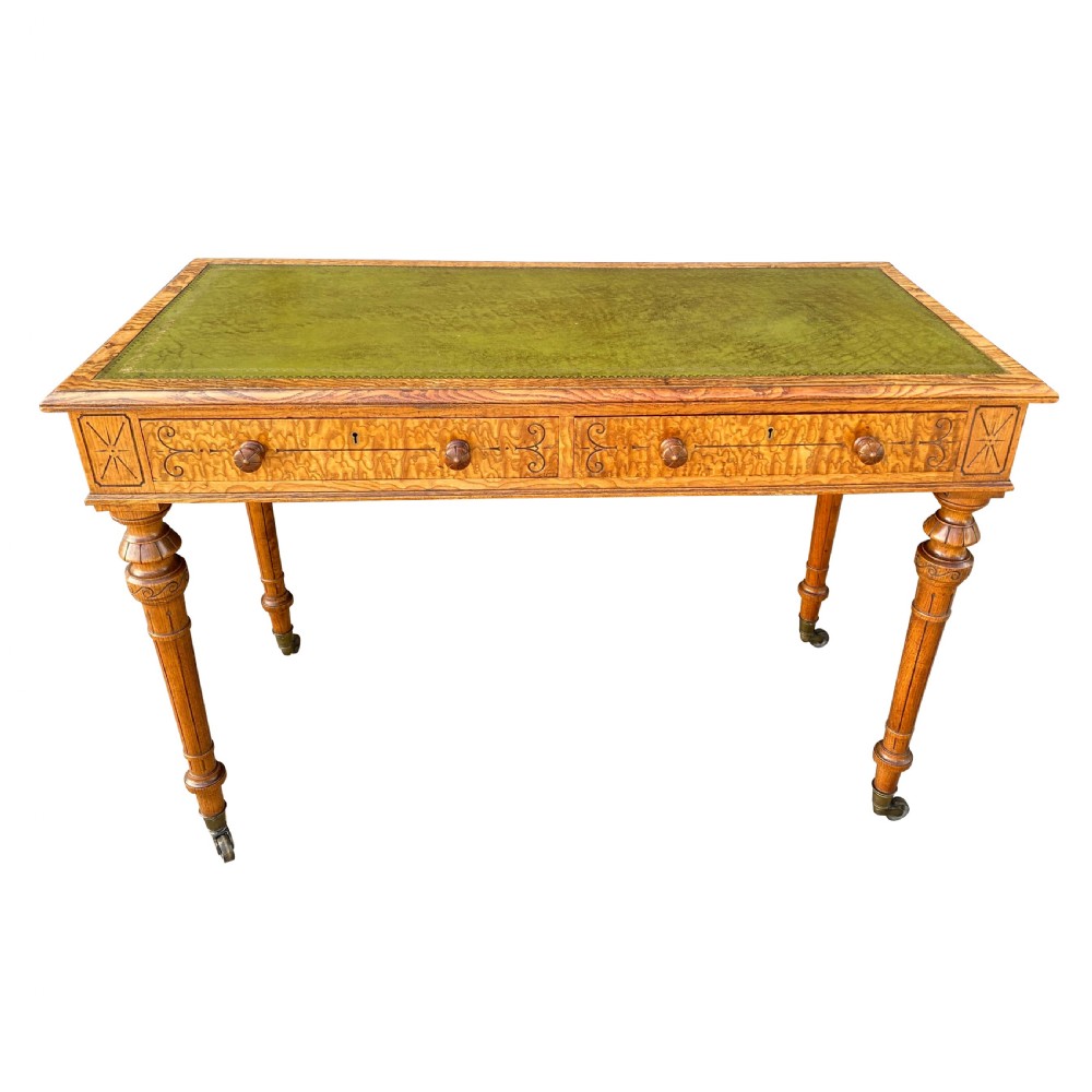 Hungarian Ash 19th Century Free Standing Writing Table In The Manner Of Holland & Sons