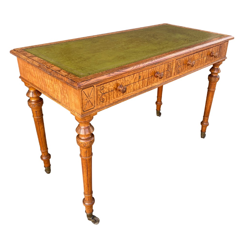 Hungarian Ash 19th Century Free Standing Writing Table In The Manner Of Holland & Sons View II