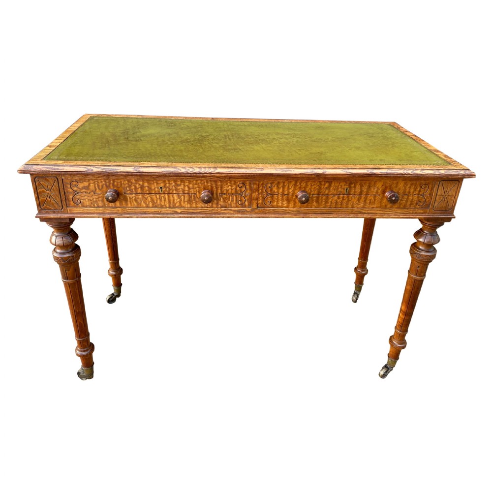 Hungarian Ash 19th Century Free Standing Writing Table In The Manner Of Holland & Sons View IV