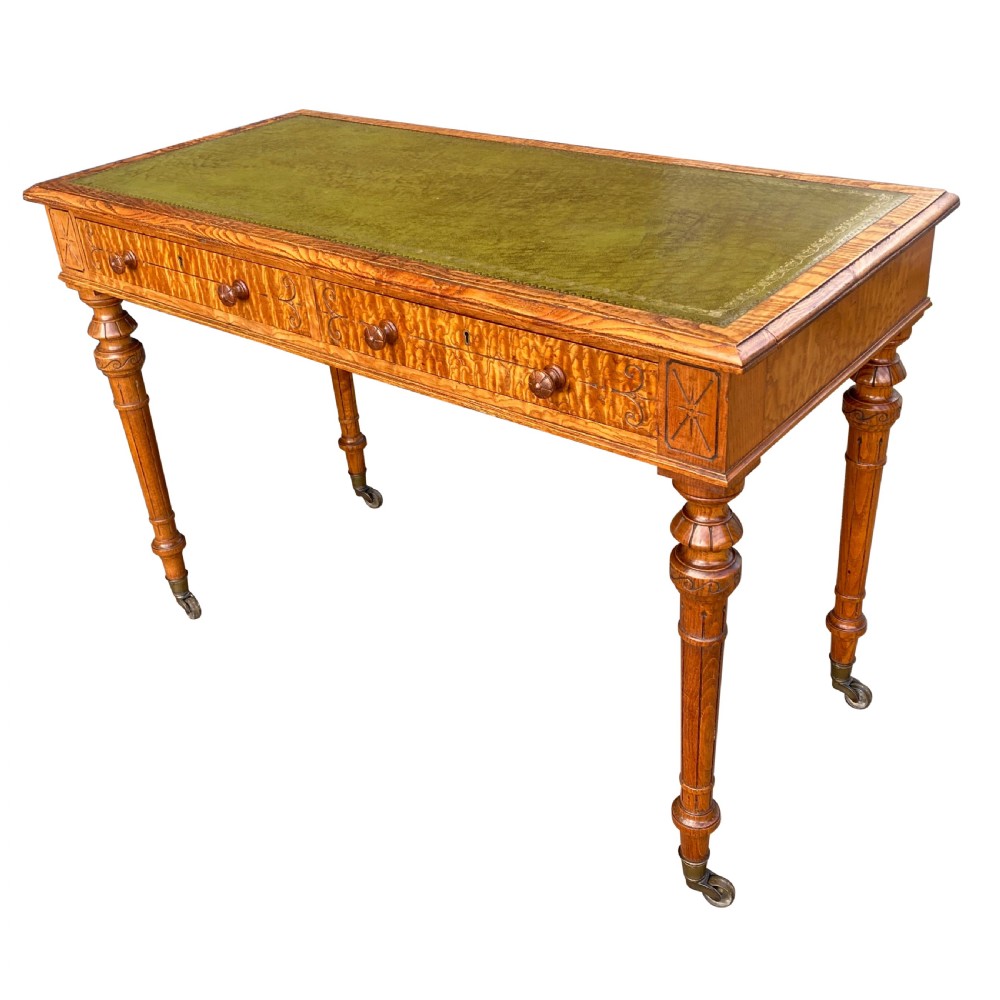 Hungarian Ash 19th Century Free Standing Writing Table In The Manner Of Holland & Sons View V