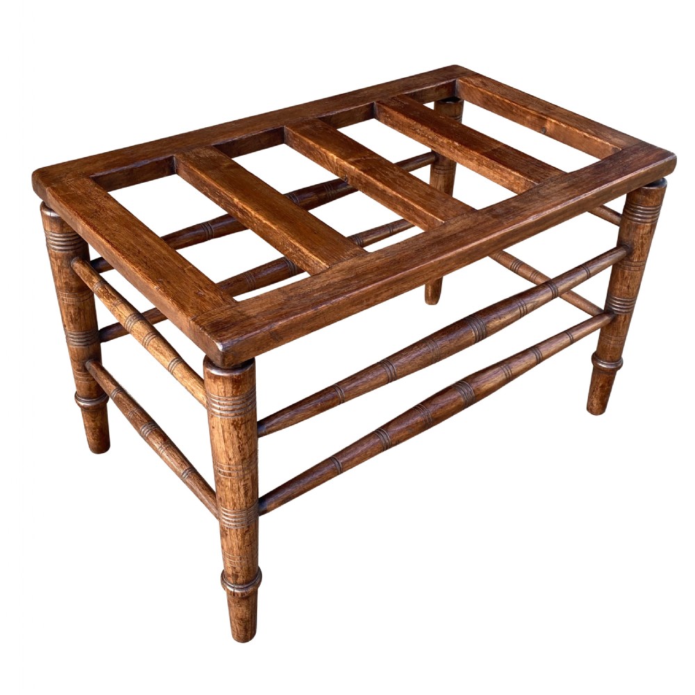 Antique Solid Walnut Luggage Stand Of Large Proportions c. 1900 View II