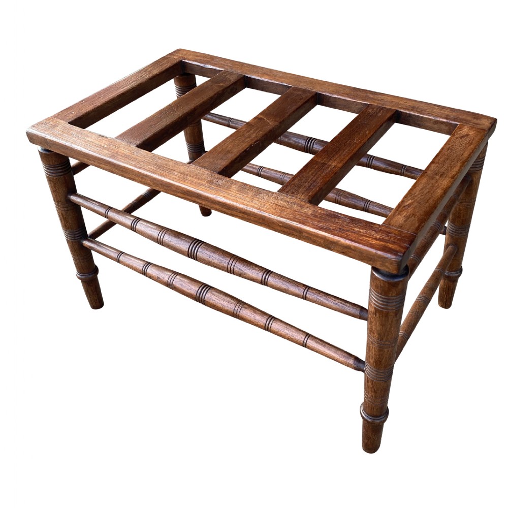 Antique Solid Walnut Luggage Stand Of Large Proportions c. 1900 View III