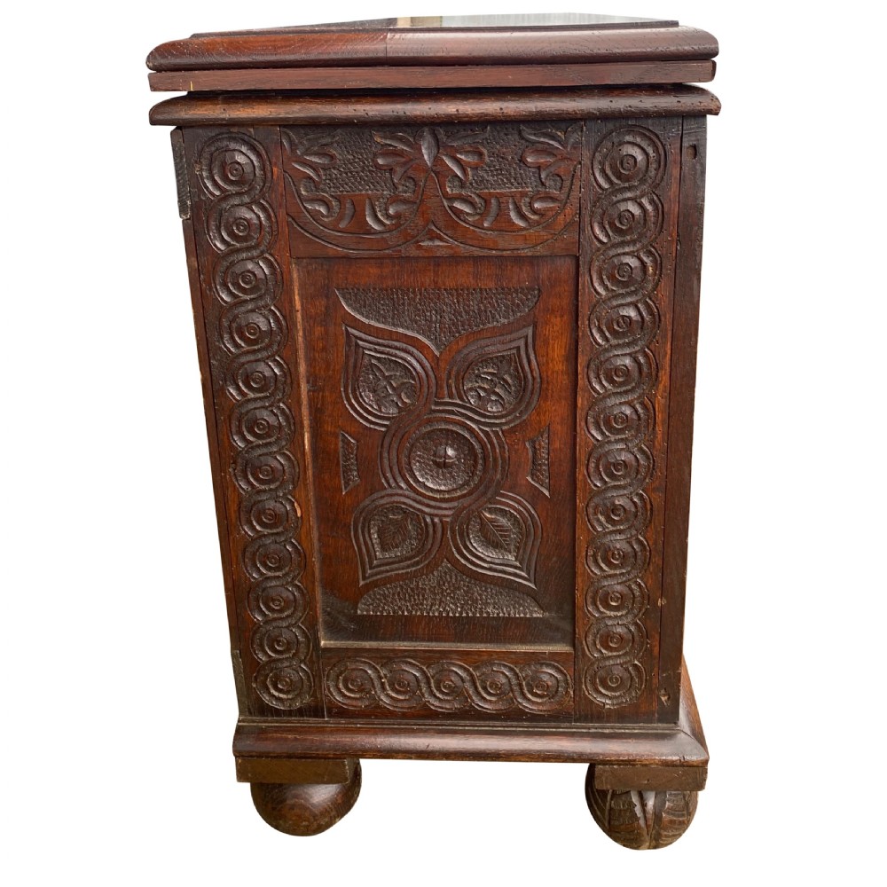 19th Century Anglo Indian Beautifully Carved Narrow Trunk Constructed With Late 18th Or Early 19th Century Panelling View III