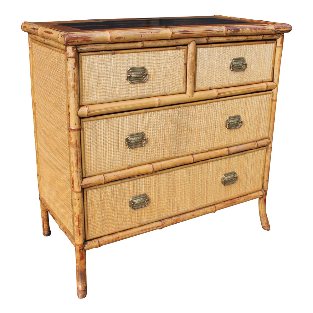 19th Century Aesthetic Movement Bamboo & Lacquer Chest Of Drawers View II