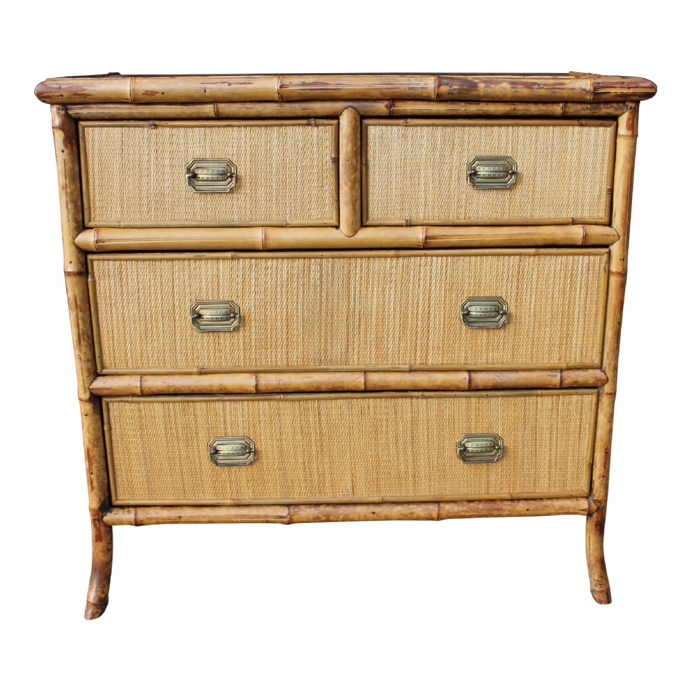 19th Century Aesthetic Movement Bamboo & Lacquer Chest Of Drawers View III
