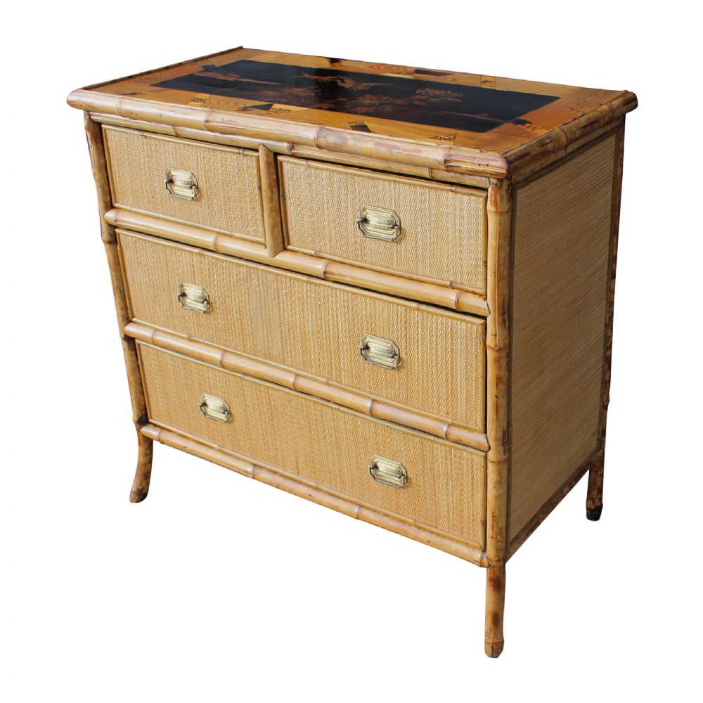 19th Century Aesthetic Movement Bamboo & Lacquer Chest Of Drawers View IV
