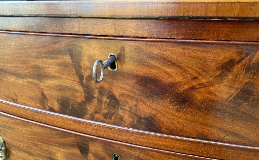 Georgian Regency Period Mahogany Bow Fronted Chest Of Drawers View V