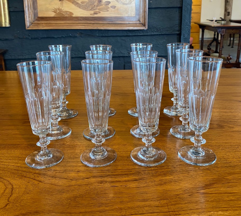 Fine Quality Set of 12 19th Century French Champagne Glasses
